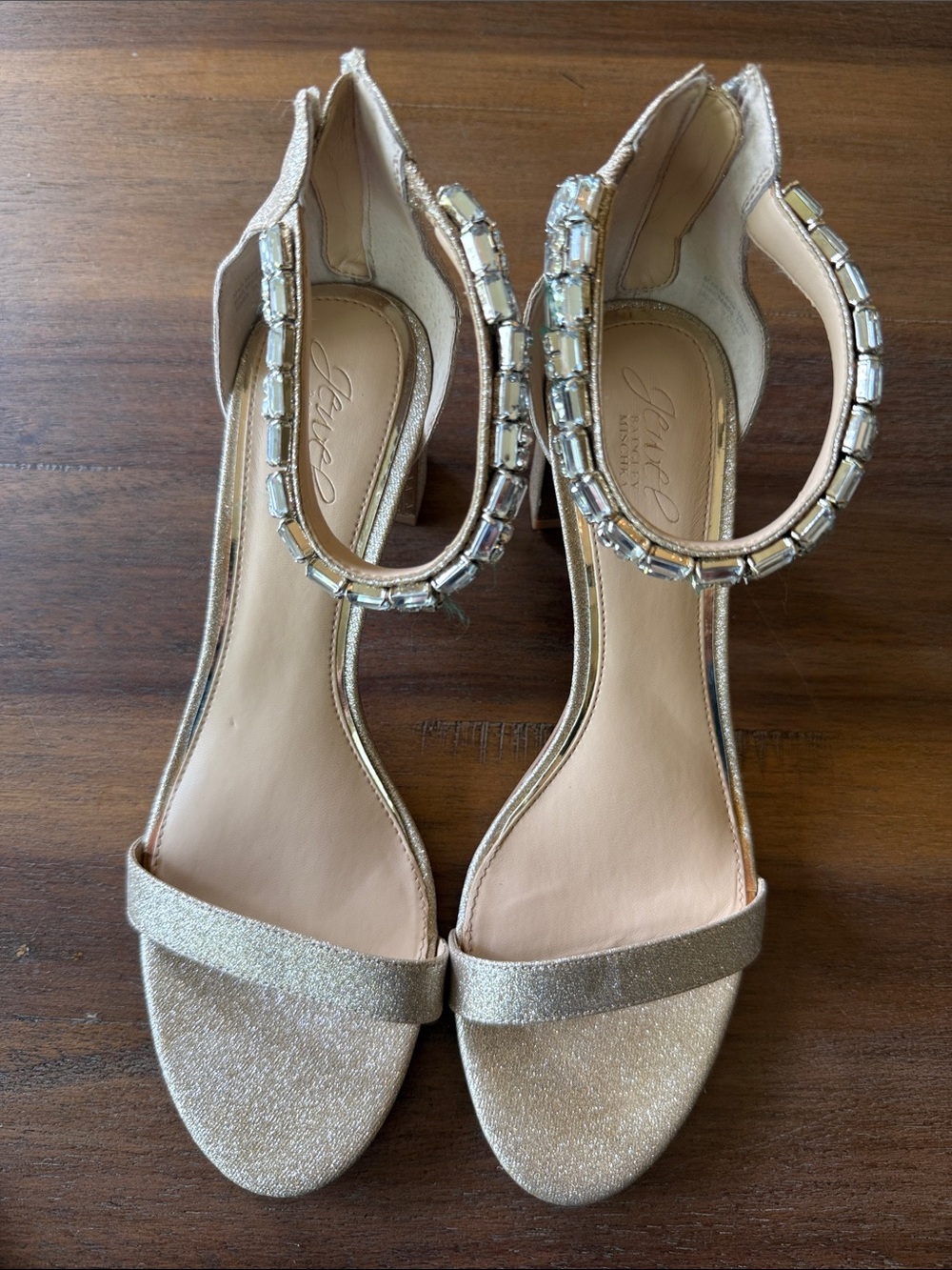 Jewel Badgley Mischka Blush Crystal-Ankle Strap Heel Size 10 - Picture 3 of 14
